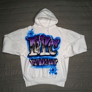 Airbrushed hooded sweatshirt diy Airbrush Artwork "NYC" hoodie shirt size small